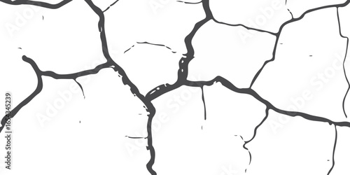 Black and white cracked wall, vector old wall, grungy transparent texture, grunge wall paint effect, distressed crack texture, broken surface, abstract marble, concrete print, vintage background 