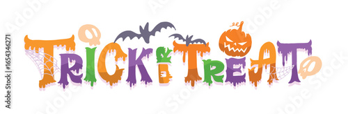 Happy Halloween set - Trick or treat – funny cute  hand drawn doodle lettering label, t-shirt design, mug print, sticker print.