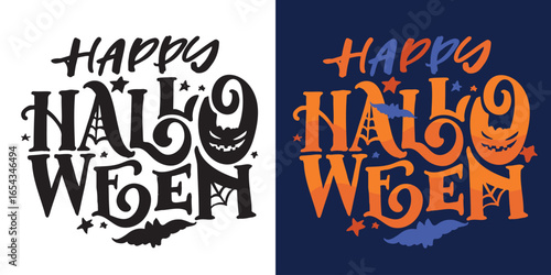 Happy Halloween set - Trick or treat – funny cute  hand drawn doodle lettering label, t-shirt design, mug print, sticker print.