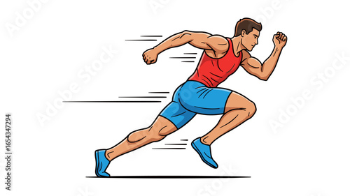 Runner in motion, dynamic pose, showcasing athletic speed and fitness