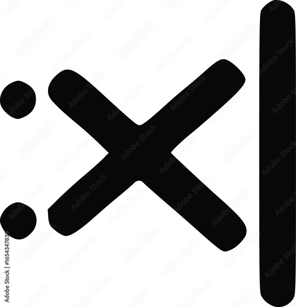 Obraz premium Simple black graphic symbol of a cross with a vertical line.