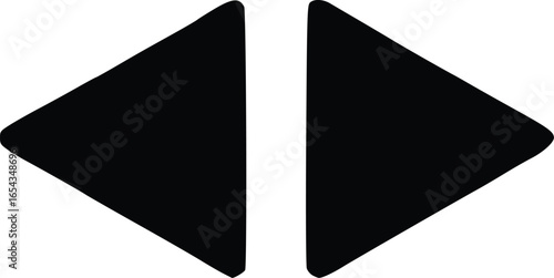 Two black triangular arrows pointing in opposite directions, separated by a white line.
