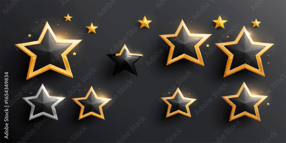 Fototapeta premium A seamless golden star pattern on a black background, perfect for a Christmas or holiday design