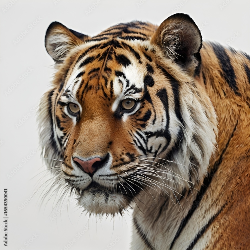 Fototapeta premium Cubism Style Tiger Artwork on White Background