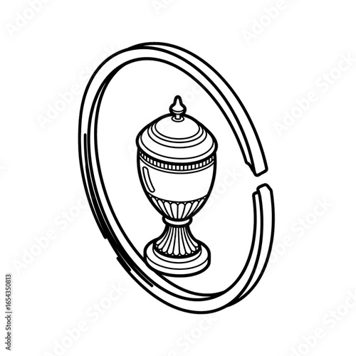 Black urn outline, symbolizing cremation, ashes, and remembrance.