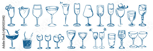 Canvas Print Cocktails illustration set