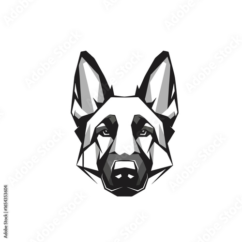 Geometric Shepherd Logo Using Simple Angular Shapes for Head and Ears