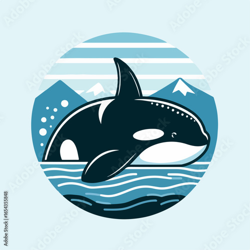 beautiful orca whale vector illustration
