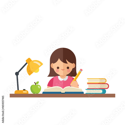 a child who is studying. smart child who is reading a book. flat design of a person who is studying. design 1