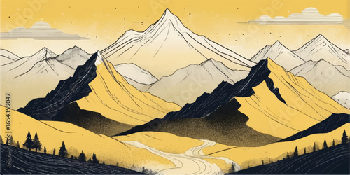 A vast, cold winter landscape of snow-covered mountain peaks under a clear sky