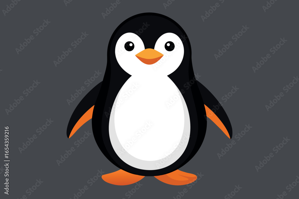 Fototapeta premium Penguin cartoon illustration on white background and beach scene vector art