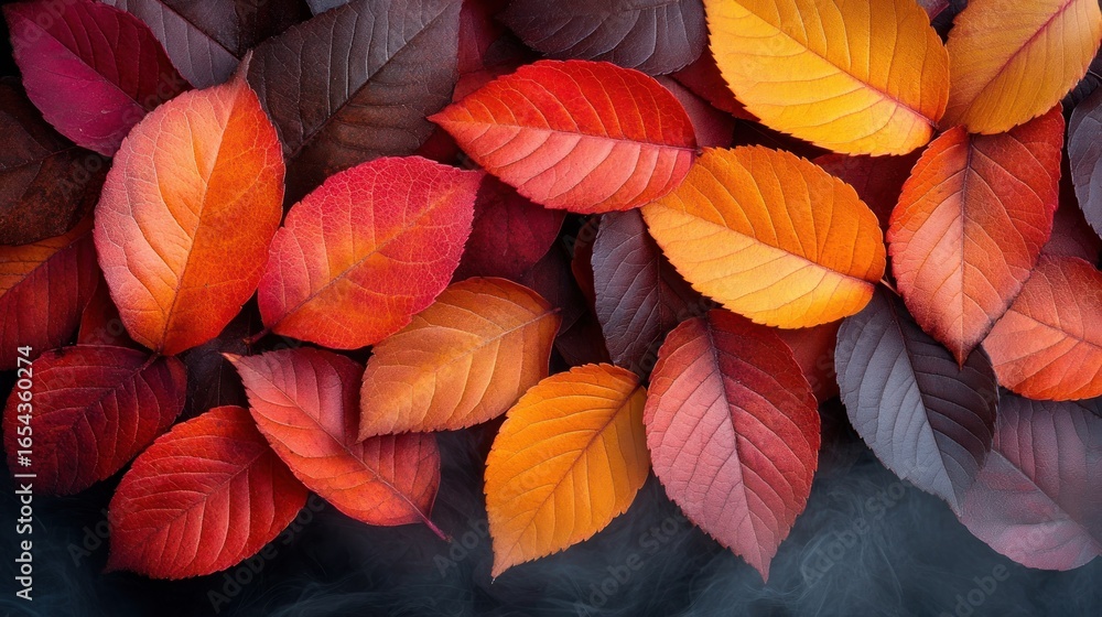 Fototapeta premium Autumn leaves in vibrant hues