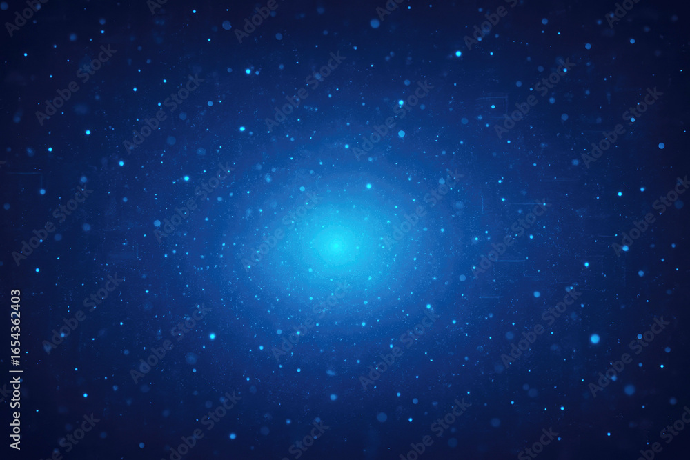 Fototapeta premium Deep Blue Cosmic Nebula with Glowing Particles and Light Burst space galaxy
