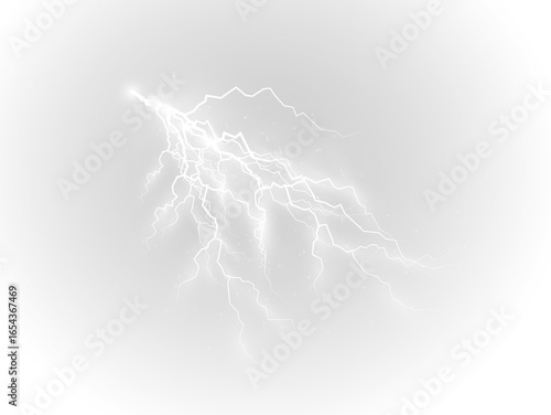 Papier peint PNG realistic lightning bolt with bright flare and electric spark on dark sky fe
