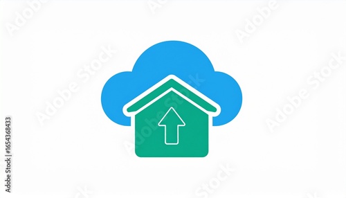 Wallpaper Mural Cloud Home Abstract Illustration of Home Upload to Cloud Storage Torontodigital.ca