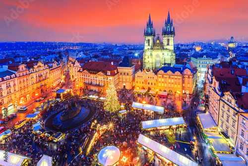 Prague, Czech Repubilc. Christmas market at Old Town Square.