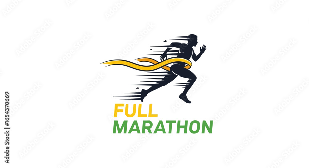 Fototapeta premium Dynamic full marathon runner crossing finish line with energy and speed