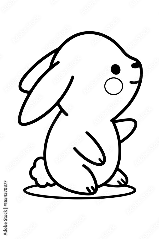 Fototapeta premium Cute rabbit outline isolated as line drawing on white 