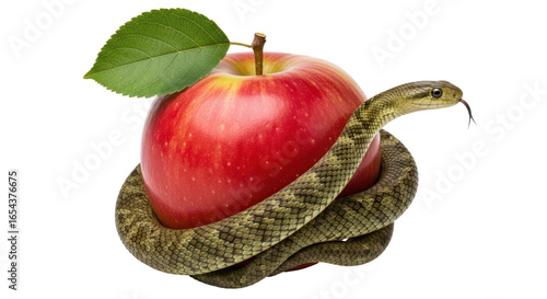 Canvastavla Isolated Snake and Apple