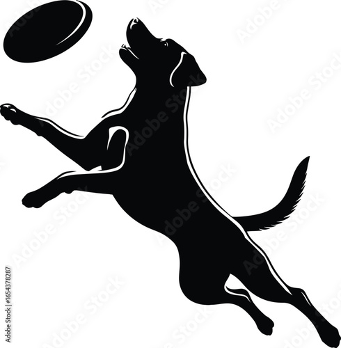 Jumping Dog Silhouette – Labrador Retriever Catching Frisbee