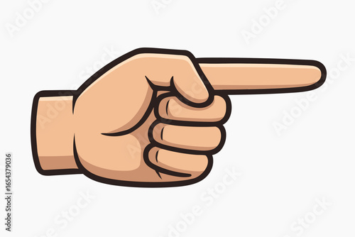 Pointing hand vector icon. Index finger pointing right gesture. Concept of indicating direction, clicking a button, making a choice. Flat cartoon design graphic illustration.
