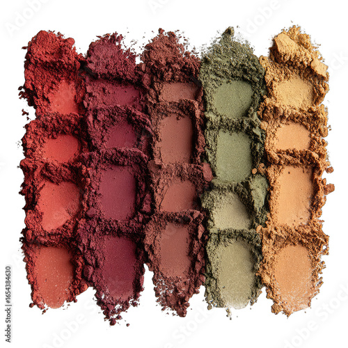 Close-up of eyeshadow palette with warm tones
