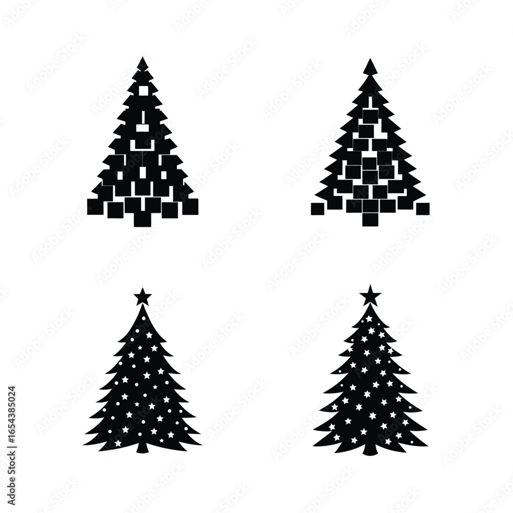 Fototapeta premium Christmas Tree Silhouette Vector Set