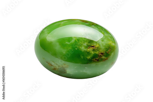 Polished, round, vibrant green gemstone