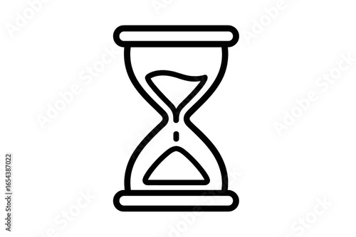 Hourglass icon vector, minimalist outline, passage of time concept, countdown, time management, deadline reminder, sand timer symbol, simple modern design, isolated transparent background