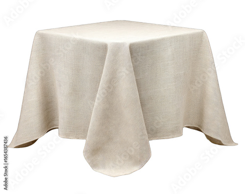 Cream-colored square tablecloth draped over a table