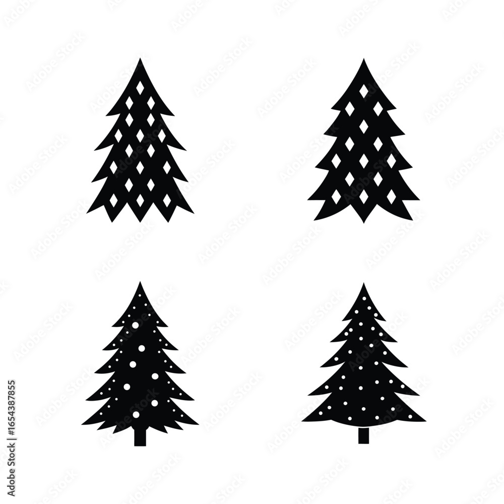 Fototapeta premium Christmas Tree Silhouette Vector Set
