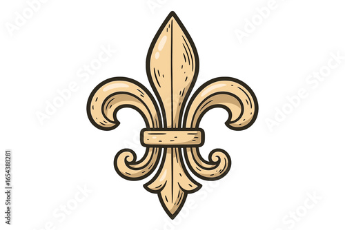 Fleur-de-Lis Symbol Vector Illustration, Historical Emblem, Royal Heraldic Icon, French Decorative Design, Elegant Cartoon, Classic Ornament, Medieval Art, Vintage French Motif, Transparent Background