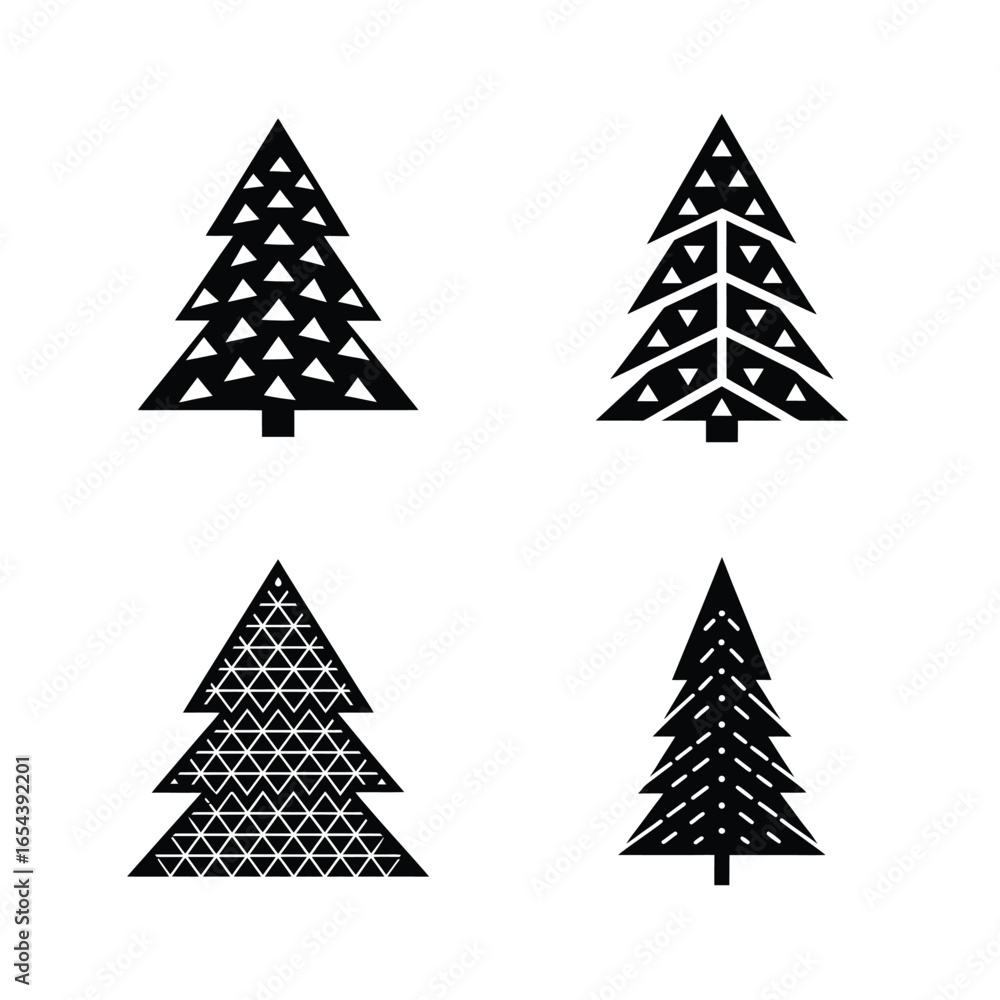 Fototapeta premium Christmas Tree Silhouette Vector Set