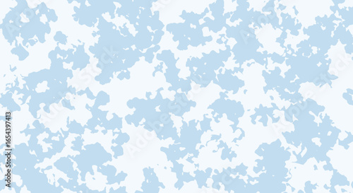 An abstract pattern of light blue blotches on a white background resembling a textured or organic shape