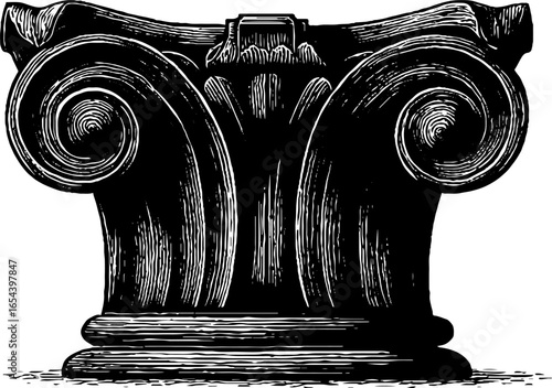 Vintage art nouveau facade ornament sketch for design and decor projects