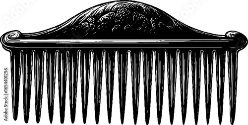 Vintage decorative hair comb engraving for retro design and craft projects