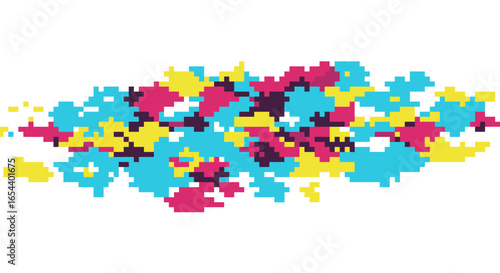 Pixellated cyan yellow magenta  black mosaic Pixelated organic
