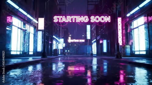 Wallpaper Mural Neon Cyberpunk Stream Intro: Starting Soon in Futuristic City. Torontodigital.ca