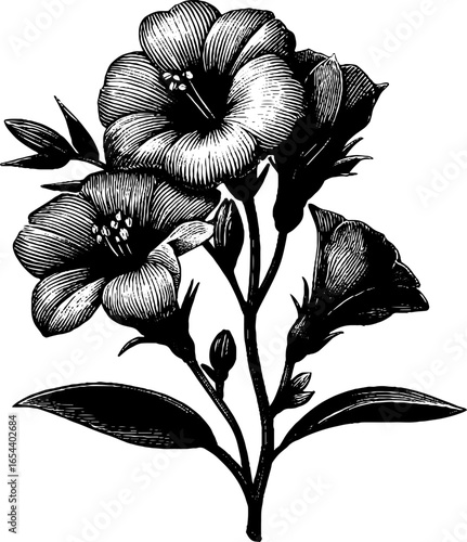 Seamless vintage floral bouquet pattern engraved for design projects