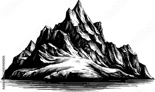 Hand drawn vintage engraving of majestic glacier front for design and decor