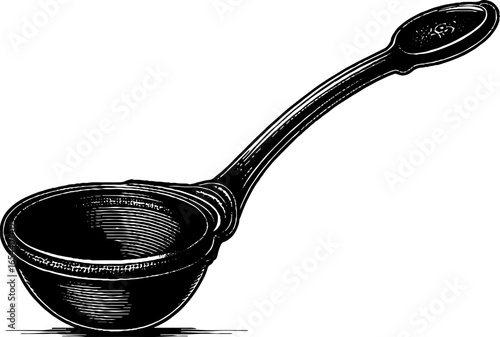Vintage engraved ladle with long handle design for kitchen decor and culinary art