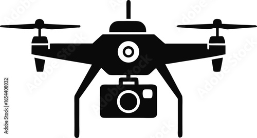 Drone with Camera Icon Silhouette Vector Illustration