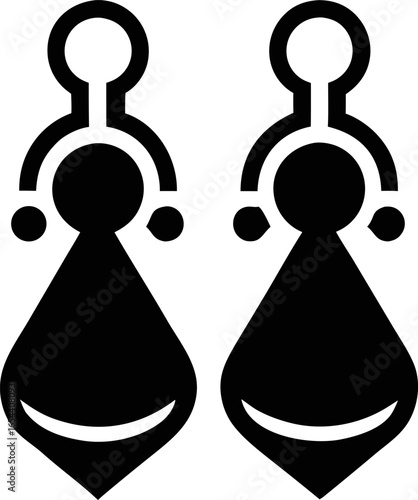 Earrings Icon Silhouette Vector Illustration Black