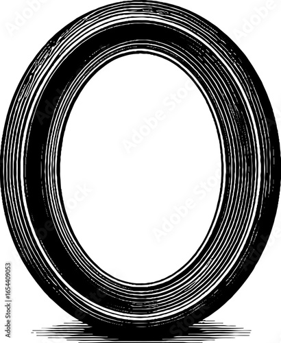 Vintage oval mirror frame engraving for decorative design