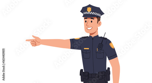 Illustration of a police officer pointing to the left direction