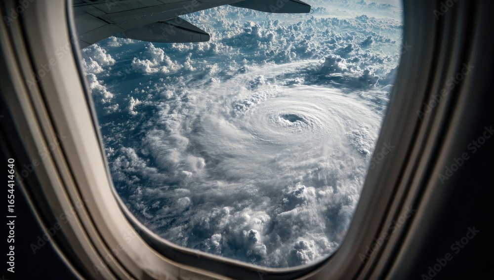 Naklejka premium Hurricane vortex seen from airplane window