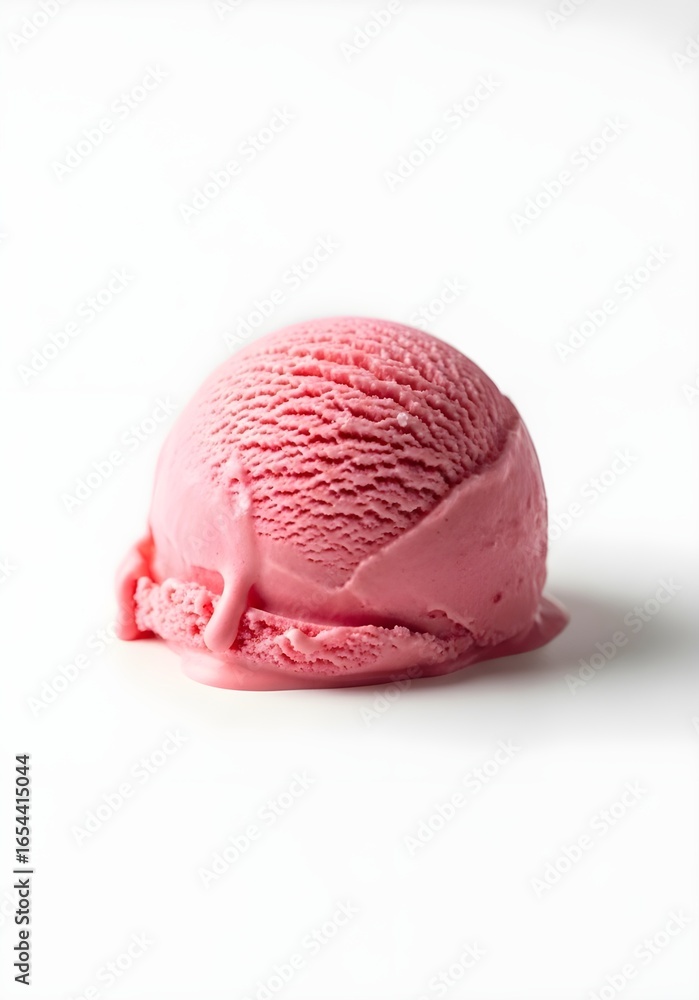 Fototapeta premium Delicious Strawberry Ice Cream Scoop, Food Photography, Studio Setting, Colorful Dessert, Close-Up View