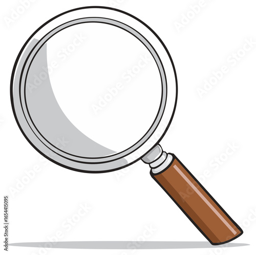 Magnifying glass illustration with brown handle for research, investigation or exploration