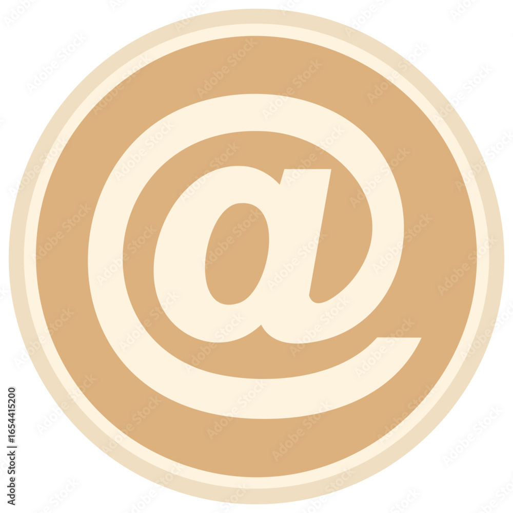 Obraz premium Cream At Sign Icon in a Tan Colored Circle with Dual Borders Representing Email Communication