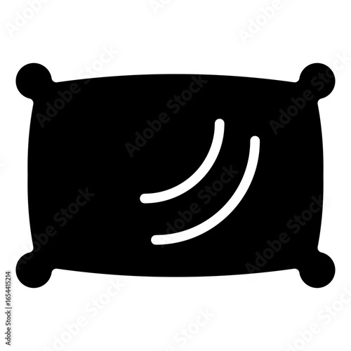 Pillow icon universal symbol for sleep, comfort, rest benefits of better sleep products and relaxation soothing sounds, or meditation guide for sleep
